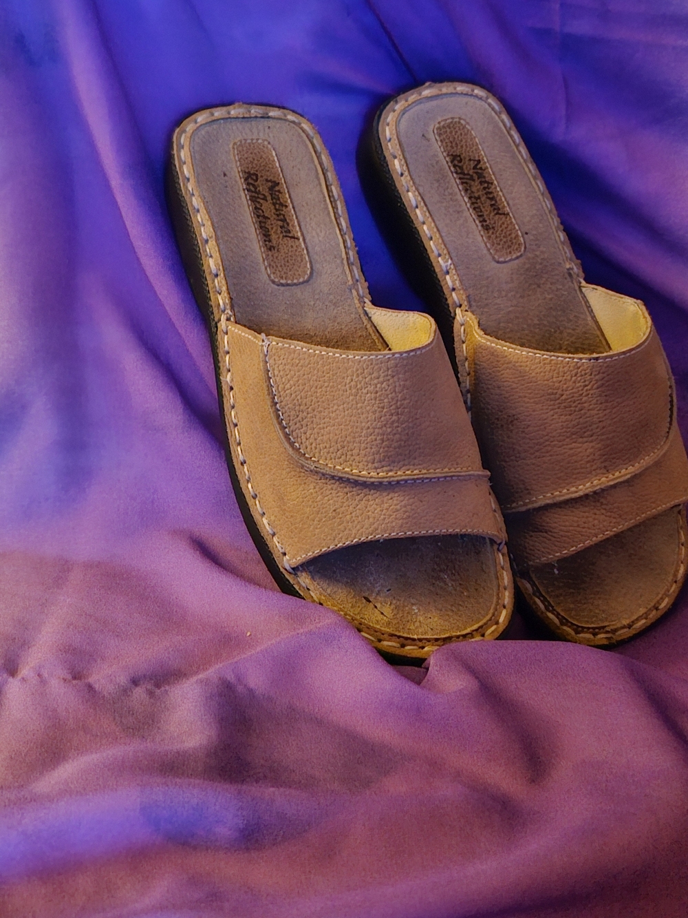 Naturalizer Brown Leather Slide Sandals - Women